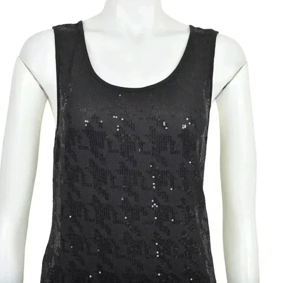 NWT Thirty Three Black Sequins Mini Dress Sleeveless Bodycon Size Large - Picture 2 of 10